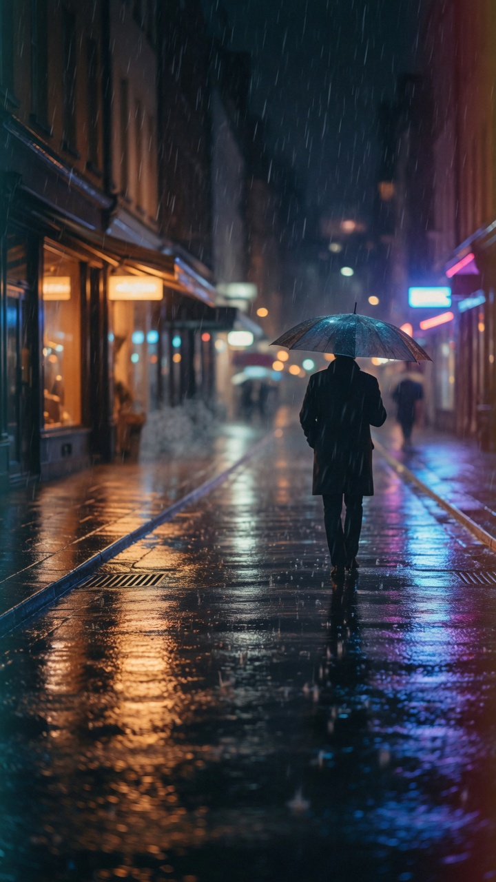 Midnight rain street